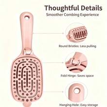 1pc Foldable Air Cushion Massage Hairbrush, Breathable Hollow Massage Comb With Soft Round Bristles, Anti-Tangle Detangling Brush, Scalp Massage And Quick Drying Function, Home Hair Styling Tool - Comb - View 2