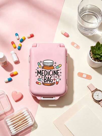 8-Compartment Portable Multi-Layer Pill Box With "Medicine Bag" Label, Travel Moisture-Proof Medicine Storage Box, Reusable Pill Organizer Suitable For Men And Women, Daily Medication Planner Bag, Travel First Aid Kit, Portable Medical Emergency Bag, Essential Accessory For Home, Travel, Dorm, Suitable For Vitamins, Medicines And Supplements, Essential For Outdoor, Office, School, Perfect Choice For Mother's Day, Valentine's Day, Back To School, Teacher's Day, Easter, Thanksgiving, Halloween, Christmas