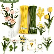 201pcs Fluffy Stem Handmade Set, Includes 200 Flexible Iron Wire Stems And 1 Greeting Card, Suitable For DIY Handmade Flowers, Doll Making, Holiday Decoration, Art Projects, Home Crafts, Party Decoration, Craft Supplies For Hobbyists - 201 Pcs - View 17
