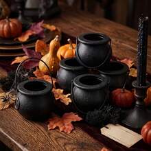 2/4/6pcs Halloween Witch Plastic Cauldron Bowls Black, Halloween Decoration - Multicolor - View 4