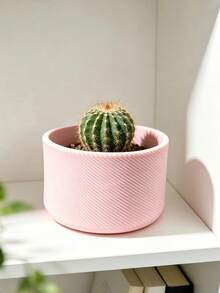 Textured Diagonal 3D Printed Small Flower Pot, Indoor Home Succulent & Green Plant Planter, Desktop Decorative Gardening Pot - A - View 3