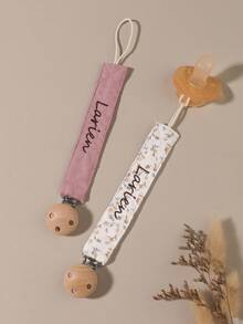 2pcs Personalized Pacifier Clips, Cute Polka Dot Print Custom Design, Universal Pacifier Clips, Personalized Gift - Multicolor - View 8