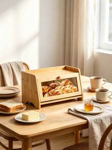 Bamboo Bread Box For Kitchen Countertop, Large‑Capacity Bread Keeper With Clear Window, Dust‑Proof Moisture‑Resistant Storage Bin Keeps Bread & Pastries Fresh, Perfect For Home Kitchen, Pantry, Families & Baking Lovers - Multicolor - View 9