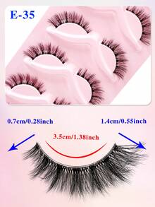 ENCHUW 5 Pairs Messy Natural Cat Eye Lashes Clear Band Lashes Cat Eye Look Wispy Lashes Eye End Elongated Full Strip Soft Natural False Eyelashes - Black - View 2