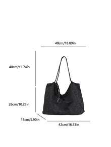 Casual Tote Bag For Women 2026 Fashion New Style Daily Relaxed Versatile Large Capacity Portable Shoulder Bag - Black - View 3