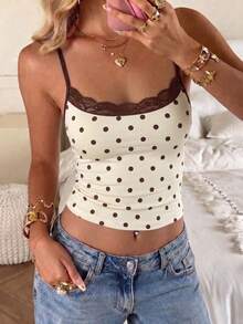Spring/Summer Striped Print Round Neck Slim Fit Casual Vacation Sexy Camisole Yellow - Yellow - View 1