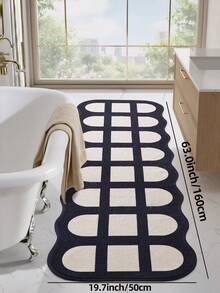 DAJIANG 1pc Vintage Black & Cream Geometric Bathroom Rug, TPR Non-Slip Backing, Suitable For Kitchen, Outdoor, Indoor, Hallway, Bedroom, Living Room, Bedside, Machine Washable & Easy To Clean, Autumn Bathroom Decor Rug - Multicolor - View 15