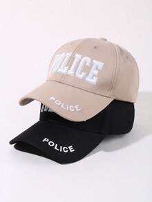 1pc Men's POLICE Embroidered Baseball Cap, Adjustable Outdoor Sports Sun Protection Casual Hat, Suitable For Spring/Autumn Travel, Beach, Party - Multicolor - View 3