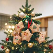 5-Point Star Paper Box Christmas Decoration Chocolate Candy Hanging Christmas Tree Box Kraft Paper, Christmas Creative 5-Point Star Candy Box Gift Packaging Box Star Candy Box Gift Paper Box Decoration, Vintage Gift Box, Christmas - Multicolor - View 7