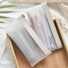 10pcs PVC Frosted Large Capacity Pencil Case Stationery Storage Bag Student Exam Pencil Pouch Minimalist Transparent Pencil Bag - A - View 9