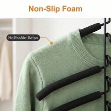 1pc Heavy Duty Space-Saving Multi-Function Hanger 5-In-1 Multi-Layer Metal Design With Anti-Slip Foam Pads, Perfect For Coats, Sweaters, T-Shirts, Jackets And Organizer Closet Storage Solution - View 7