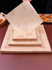 100/50/5pcs Replaceable Baking Paper, Bread & Cookie Parchment Paper, Food Basket Liner, Plate Food Paper, Kitchen Food Paper, Air Fryer Paper, Kitchen Essential Tool, Home Decor, Halloween & Christmas Table Decoration - Yellow - View 3