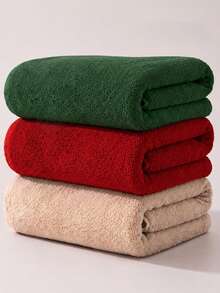 1pc/3pcs Optional Solid Color Christmas Style Towel Bath Towel Set, High Absorbency Soft Thick Towel, Home Bathroom Machine Washable Bath Towel - Multicolor - View 19