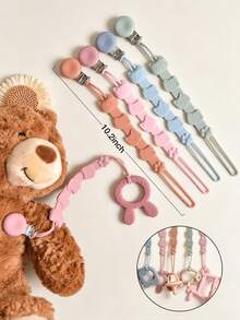 1/2pcs Baby Cat Anti-Loss Lanyard, Suitable For Baby Bottles, Pacifiers, Teethers, Toys, Silicone Anti-Drop Chain With Clip, Portable Cute Cat Silicone Clip Anti-Drop Chain - Multicolor - View 7