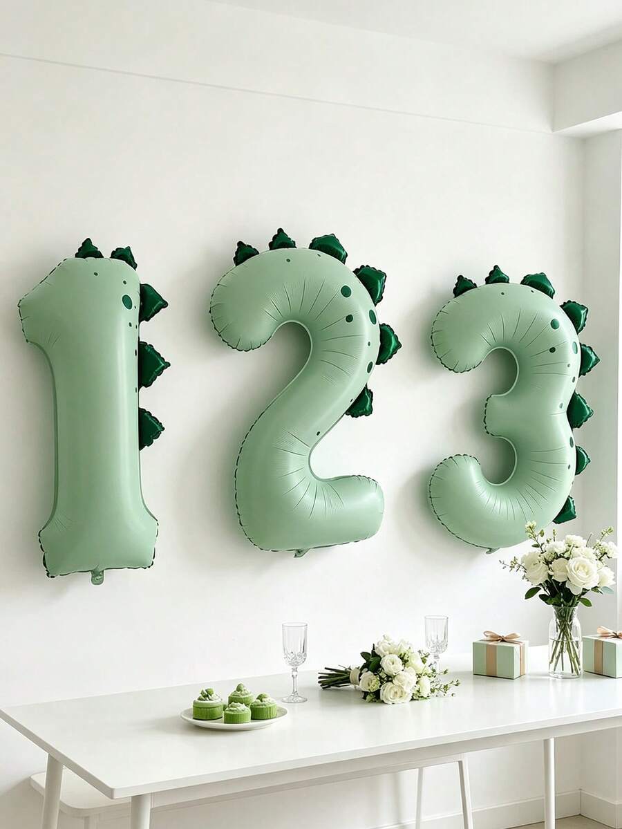 1 buah Balon Foil Angka Dinosaurus Hijau Muda, Cocok untuk Dekorasi Pesta Ulang Tahun Anak, Properti Foto Tema Dinosaurus, Dekorasi Pesta Tema Hutan - nomor - View 1