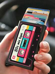 Ví đựng thẻ pop-up thiết kế băng cassette vintage, ví thẻ pop-up cầm tay chống trầy xước, có ngăn thẻ ẩn cho thẻ ID và thẻ tín dụng, quà tặng đa dụng cho người yêu âm nhạc, phù hợp đi làm, du lịch, dùng trong ký túc xá, quà tặng lý tưởng cho Ngày Nhà giáo, Tựu trường và Ngày Độc lập - Nhiều màu - Xem 5