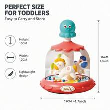 1Pc Baby Toy Press And Spin Fun,3 In 1 Press And Rotate Toy,Baby Activity Ring Toss Game,Carousel Theme Toy,18 Months+ Toddle Education Brain Toy Gift - Multicolor - View 3