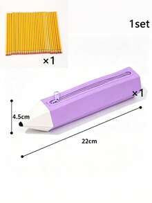 1pc Fun Pencil Shaped Pencil Case, Pencil Shape Student Pencil Pouch, Large Capacity Multi-Color Stationery Storage Box, Suitable For Back To School Season Gift, Gift Packaging Supplies, Storage Bag - Multicolor - View 11