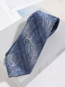 1PC Vintage Gradient Blue Paisley Paisley Pattern Hand-Tied Necktie, Business Commute Wedding Banquet Suit Men's Decorative Tie - Multicolor - View 1