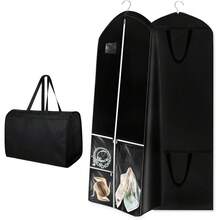 Wedding Dress Storage Bag, 70 Inch Long, 8 Inch Deep Wedding Dress Storage Bag With Pockets, 3 Pockets, Extra Wide Bottom Wedding Dress Storage Bag, Suitable For Travel And Closet Organization, Long Dress Storage Bag, 300D Polyester, Large Capacity Accessory Pockets, Foldable. - Multicolor - View 3