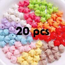 11mm 20/60pcs Solid Color/Iridescent Acrylic Star-Shaped Dopamine Color Beads, Christmas Handmade DIY Bracelet Necklace Sweater Chain Beads - Acrylic Stars - View 7