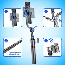 L12 Black Multifunctional Portable Tripod Selfie Stick – Features 360° Rotation And Wireless Bluetooth Remote Control; Made Of Aluminum Alloy; Compatible With IOS And Android; Ideal For Travel, Outdoor Photography, And Live Streaming. - View 6