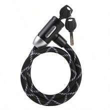 1pc Fabric Wrapped Steel Cable Bicycle Key Lock, Outdoor Cycling Anti-Theft Lock Chain, Lightweight Bicycle Accessory Lock - Multicolor - View 1