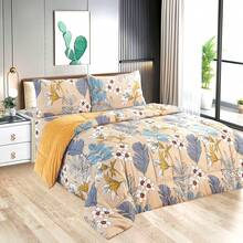 Edredón Matrimonial de Lujo Doble Vista Piel de Ángel, Suave y Acolchado, Incluye Edredón Relleno, 2 Fundas de Almohada, Sábana Superior y Sábana Ajustable (5 Piezas en Total) - Mostaza Amarilla - Ver 9