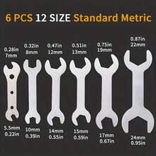 6 PCS Ultra Thin Galvanizing Double Headed Wrench Set - Open-End Mini Wrench Set, Ultra Light, Metric Size 5.5mm-24mm - 6-piece Set - View 6