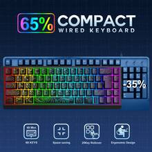 HXSJ A New V68 68 Key Wired Membrane Keyboard, RGB Lighting, USB-C Detachable Cable, Contoured Keycaps, Portable, Plug And Play, For Gaming, Home Office Use - View 10