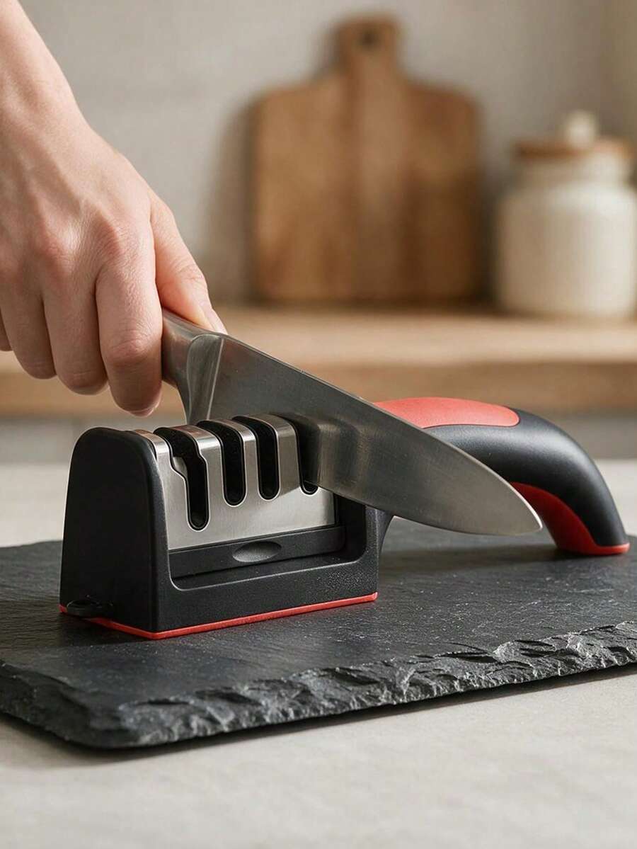 1 Peça Afiador de Faca. Afiador de Faca Profissional de 4 Estágios. Pode Afiar Tesouras. Equipado com Pedras de Moagem de Aço de Tungstênio, Diamante e Cerâmica, Adequado para Facas de Cozinha. Afiador de Faca Portátil, Afiador de Faca de Ângulo Fixo, Afiador de Faca de Diamante, Afiador de Faca Comercial, Ferramenta de Afiação de Faca Doméstica, Afiador de Faca de Alta Qualidade, Afiador de Faca Manual, Afiador de Faca Multi-Estágios. Adequado para Entusiastas da Culinária e Cozinheiros Domésticos. - Multicolorido - Visão 1