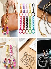 32PCS Dopamine Color Keychain Set With Random Color Keychains, Snake Chain, Random Color Large Hole Beads, DIY Keychains For Backpack Charms, Wedding And Holiday Gifts - Keychain Accessory Kit - View 5
