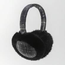 GARASSACC 1pc Women's Plaid Rhinestone Plush Warm Foldable Earmuffs - Multicolor - View 6