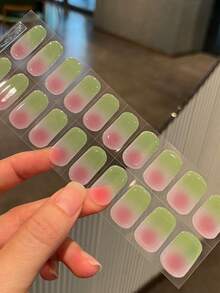 Nail Stickers Color Gradient DIY Self Adhesive DIY Art Decals Strips Manicure Decorations Suitable For Home, Workplace, Outdoor Travel, Gift Giving, Salon - Lime Green - View 6