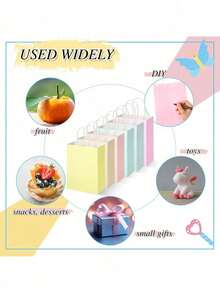 12pcs - Tas Tote Kertas Kraft Putih Macaron Segar, Tas Kertas Warna Solid, Tekstur Tas Kertas Kraft Sederhana, Tas Tote Serbaguna, Tas Penyimpanan Universal, Tas Hadiah Kreatif, Kemasan Hadiah - Beraneka warna - View 5
