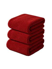 1pc/3pcs Optional Solid Color Christmas Style Towel Bath Towel Set, High Absorbency Soft Thick Towel, Home Bathroom Machine Washable Bath Towel - Multicolor - View 12