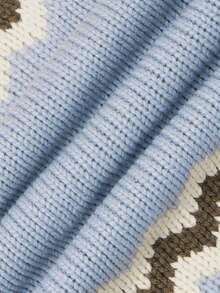 NiceArt Women's Autumn/Winter Vintage Faux Collar Tweed Geometric Pattern Loose Sweater, Blended Wool Material, Suitable For Autumn Outfits, Office, Halloween - Blue - View 8