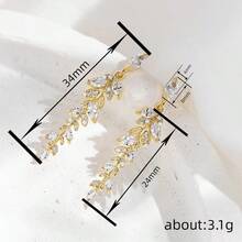 1 Pair Copper Alloy Luxury Gold Wheat Ear Studs With Rhinestones, Long Dangle Earrings For Date, Party, Commute, Dress, Versatile Women's Jewelry Accessory - Wheat Ear - View 5