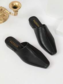 New Fashion French Style Half-Slip-On Patchwork Elegant Women's Shoes, Suitable For Outdoor, Office Commute, Home Wear, Comfortable For Long Standing - Black - View 1
