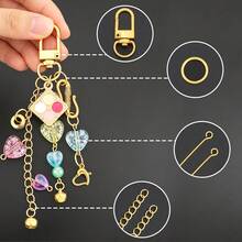 160pcs DIY Beaded Keychain Set, Includes 10 Keychains + 100 Open Jump Rings + 40 Lobster Clasps + 10 Chains, Beaded Keychains, Phone Charms, Bag Chains, Clothing Accessories, Party Gift Set, Jewelry Making Keychains - Keychain & Extension Chain & 9-pin & Jump Ring - View 5