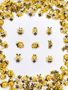 30pcs Cartoon Bee & Caterpillar Nail Art Charms, Cute Insect & Animal Childlike Style, Phone Case, Hair Clip, Earring Decorative Small Accessories - Multicolor - View 6