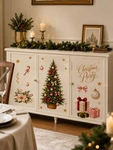 SUPSTICKER 1 Sheet Christmas Wall Stickers, Christmas Tree Gift Balloon & Ornament Design, 12.8*18.6 Inch, Home Party Decor - Christmas - View 9