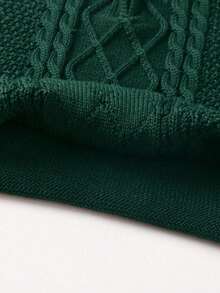 Boys' Preppy Solid Color Cable Knit Half-Zip Pullover Sweater, Suitable For School, Spring, Autumn, Winter - Green - View 8