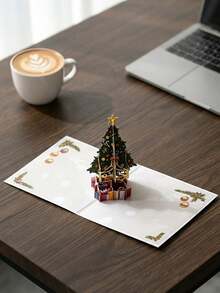 3D Pop‑Up Christmas Greeting Card, Festive Holiday Handmade Card, Xmas Decoration Gift Card For Family Friends Party Gifting - 3D Greeting Card - View 8