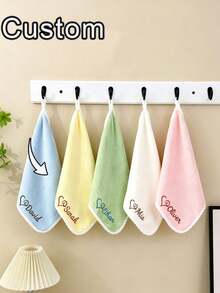 Personalized Embroidered Towel - Customizable Text/Suitable For Home, With Hanging Loop Hand Towel, Suitable For Outdoor, Kitchen, Travel - Modern Bath - Multicolor - View 1