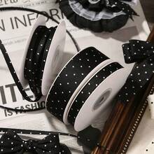 8mm Double-Sided Polka Dot Embossed Ribbon, Black And White Polka Dot Silk Ribbon, DIY Bow Hair Accessories Hair Rope Binding Ribbon Material - Multicolor - View 5