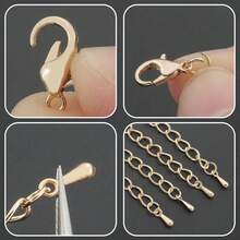 150pcs/300pcs KC Golden DIY Handmade Extension Chain Jewelry Making Kit, Includes (12*7mm) Lobster Clasp, (7*5mm) Jump Rings, Water Drop Pendant, 5-Section Chain, Suitable For DIY Beaded Tail Chain, Jewelry Extension Chain, Jewelry Clasp, Open Connector Ring, Hand & Foot Jewelry Connector, Jewelry Accessories Handmade Craft Materials - Accessory Set - View 4
