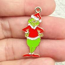 Panini Grinch Christmas Enamel Metal Pendant, DIY Jewelry Making Charm - Random Styles - View 5
