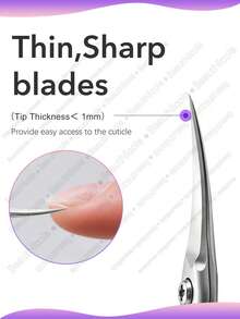 BeautNicole 1pc Stainless Steel Nail Clipper/Cuticle Scissors, Curved Blade Manicure Tool, Precision Trimming Small Scissors, Suitable For Nails, Cuticles, Eyebrows, Eyelashes And Dead Skin Removal - Multicolor - View 2