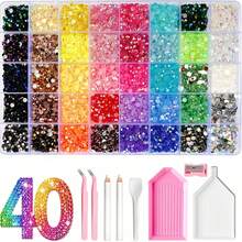 40 Colors/15 Colors Resin Jelly Rhinestones, Colorful Flat Back Shiny Rhinestones Luxury Handmade Material Set; Suitable For DIY Rhinestone Craft Kits, Diamond Painting, Shiny Decorative Accessories, Handmade Supplies And More - Multicolor - View 11